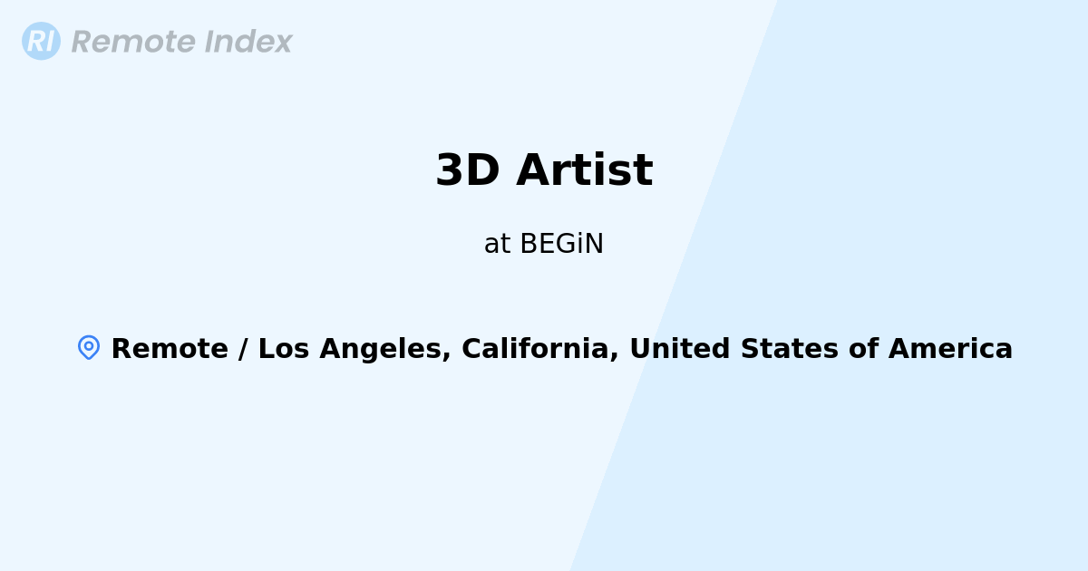 3D Artist / Remote Index