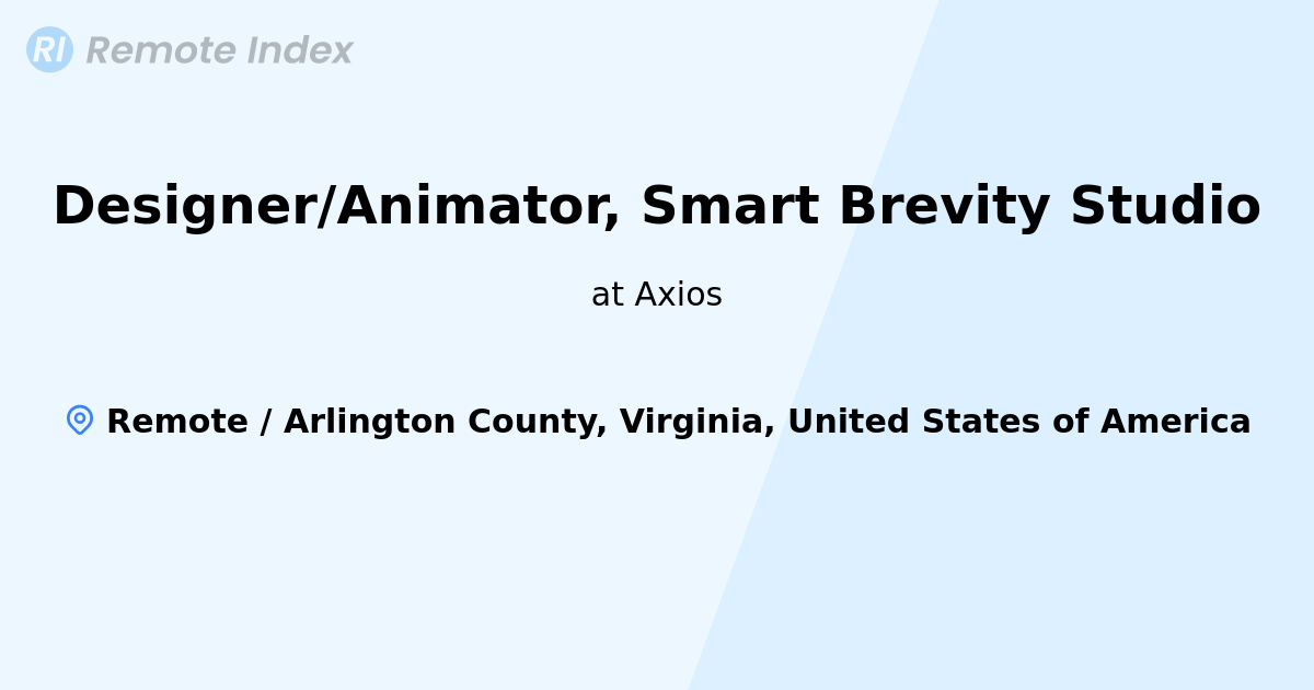 Designer Animator Smart Brevity Studio Remote Index